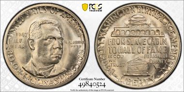 1947-S 50C Booker T. Washington MS66