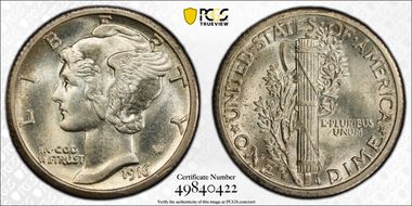 1916-S 10C Mercury MS64FB