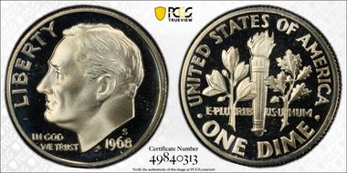 1968-S 10C PR69DCAM