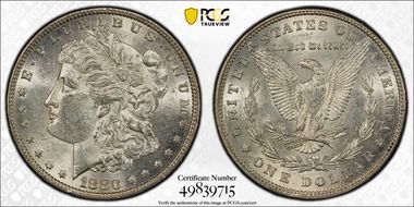 1880 $1 VAM 11, Checkmark AU58