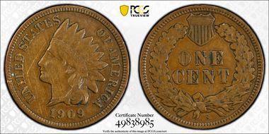 1909-S 1C Indian VF35BN