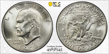 1974-S $1 Silver MS66