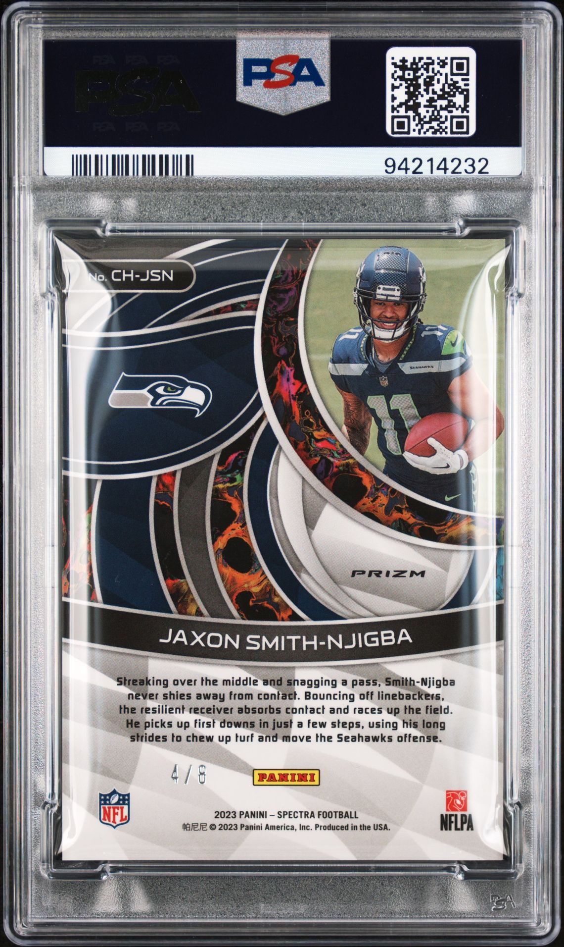 2023 Panini Spectra Chromatic Jaxon Smith-Njigba #Chjsn (Chromatic-Neon Splatter) Gem Mt 10 back