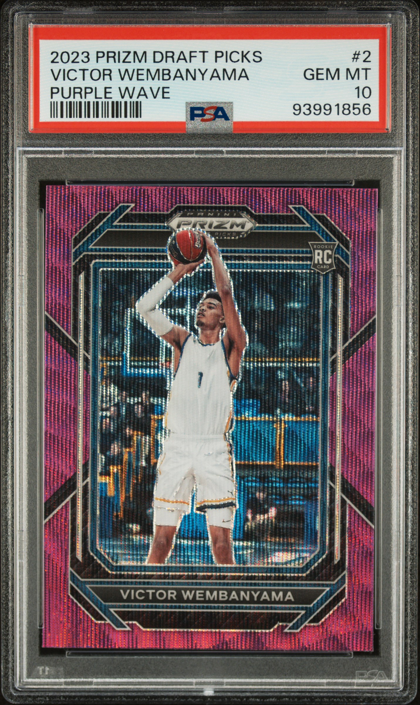 2023 Panini Prizm Draft Picks Victor Wembanyama #2 (Purple Wave) Gem Mt 10 front