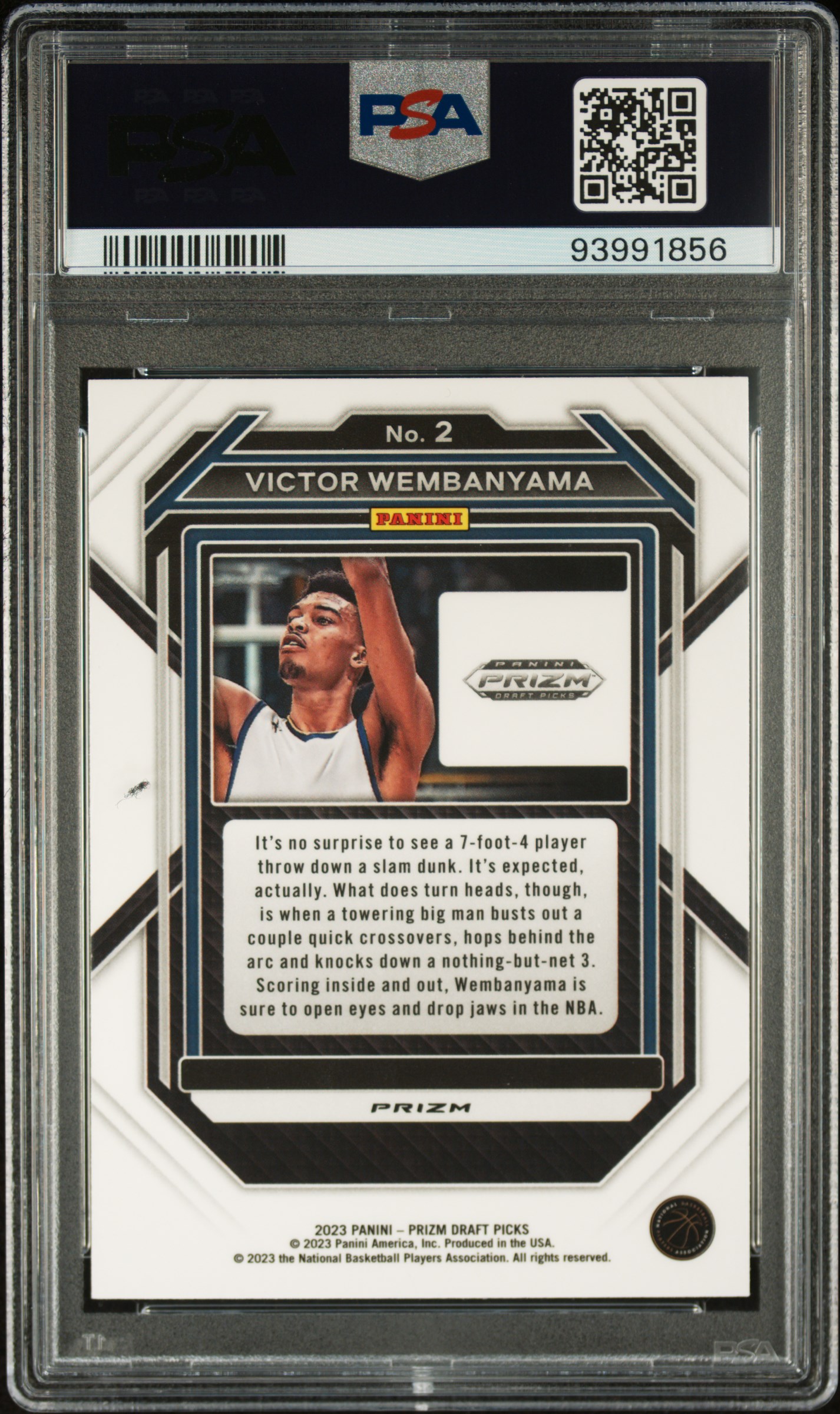 2023 Panini Prizm Draft Picks Victor Wembanyama #2 (Purple Wave) Gem Mt 10 back