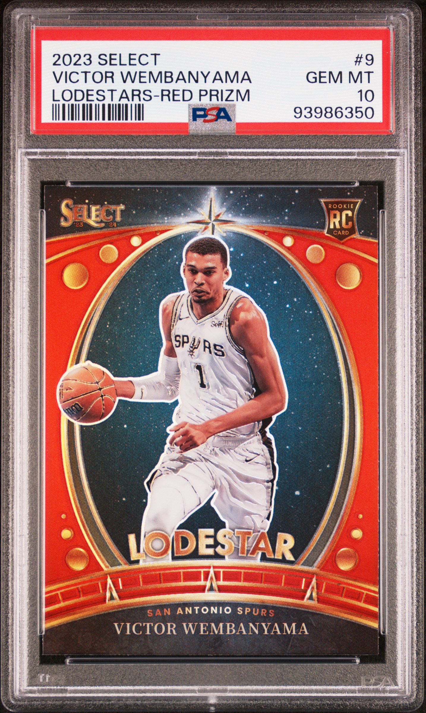 2023 Panini Select Lodestars Victor Wembanyama #9 (Lodestars-Red Prizm) Gem Mt 10 front