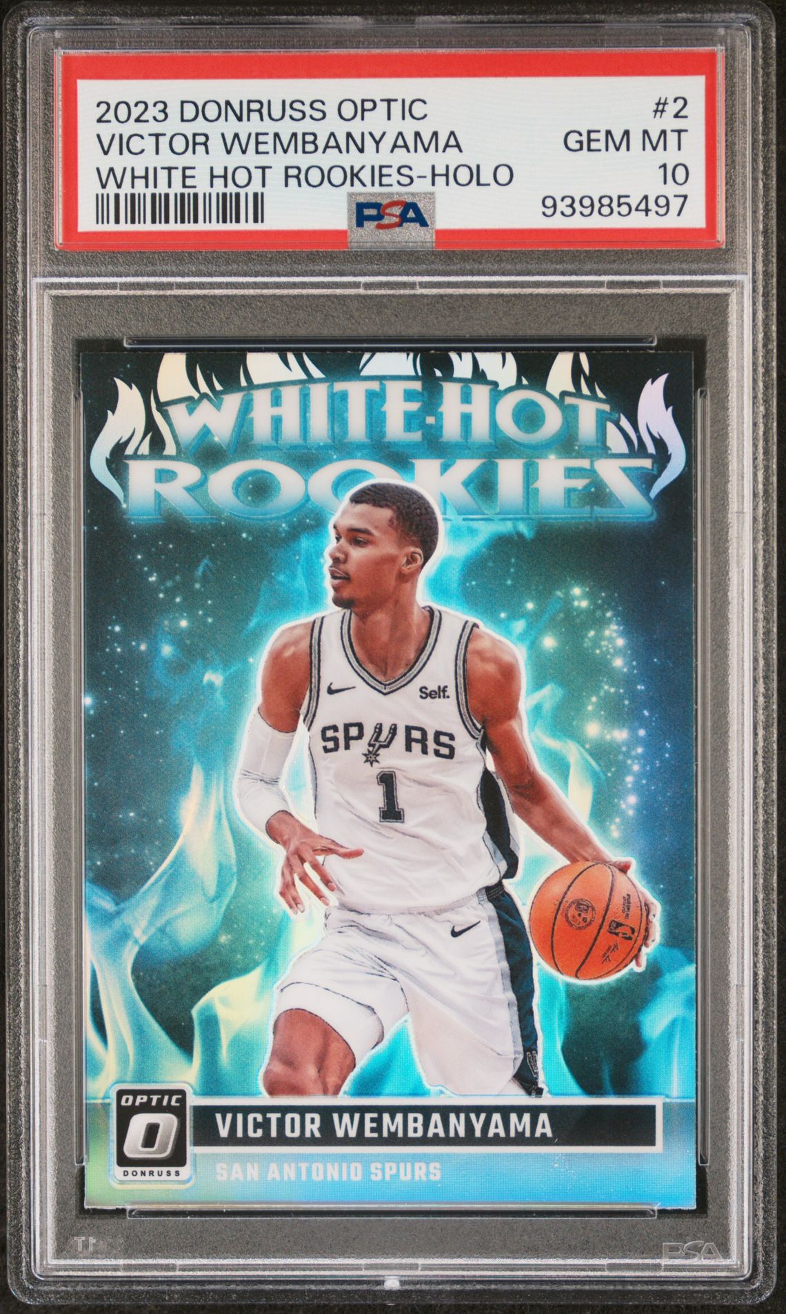 2023 Panini Donruss Optic White Hot Rookies Victor Wembanyama #2 (White Hot Rookies-Holo) Gem Mt 10 front