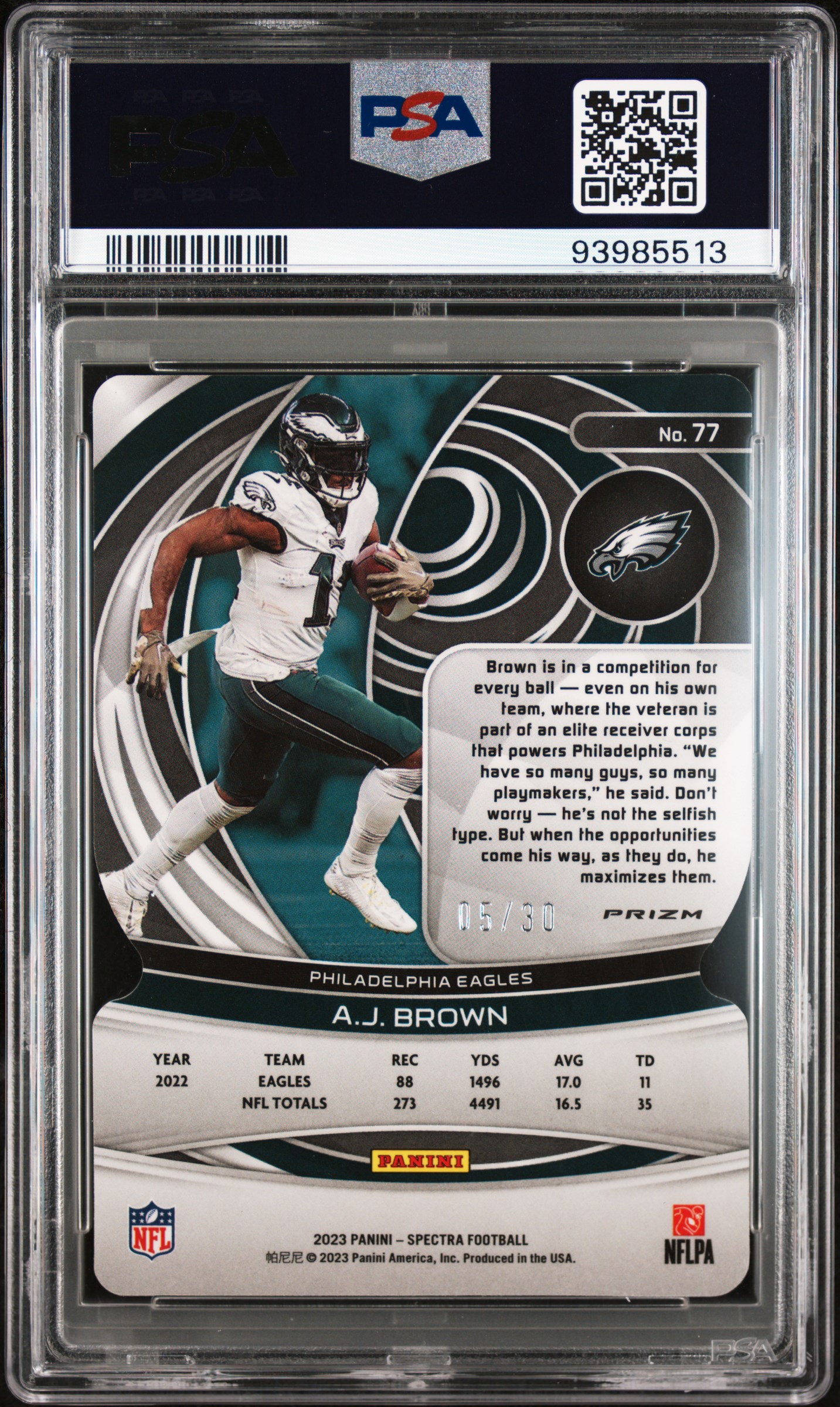 2023 Panini Spectra Aj Brown #77 (Neon Green Die-Cut) Nm-Mt 8 back