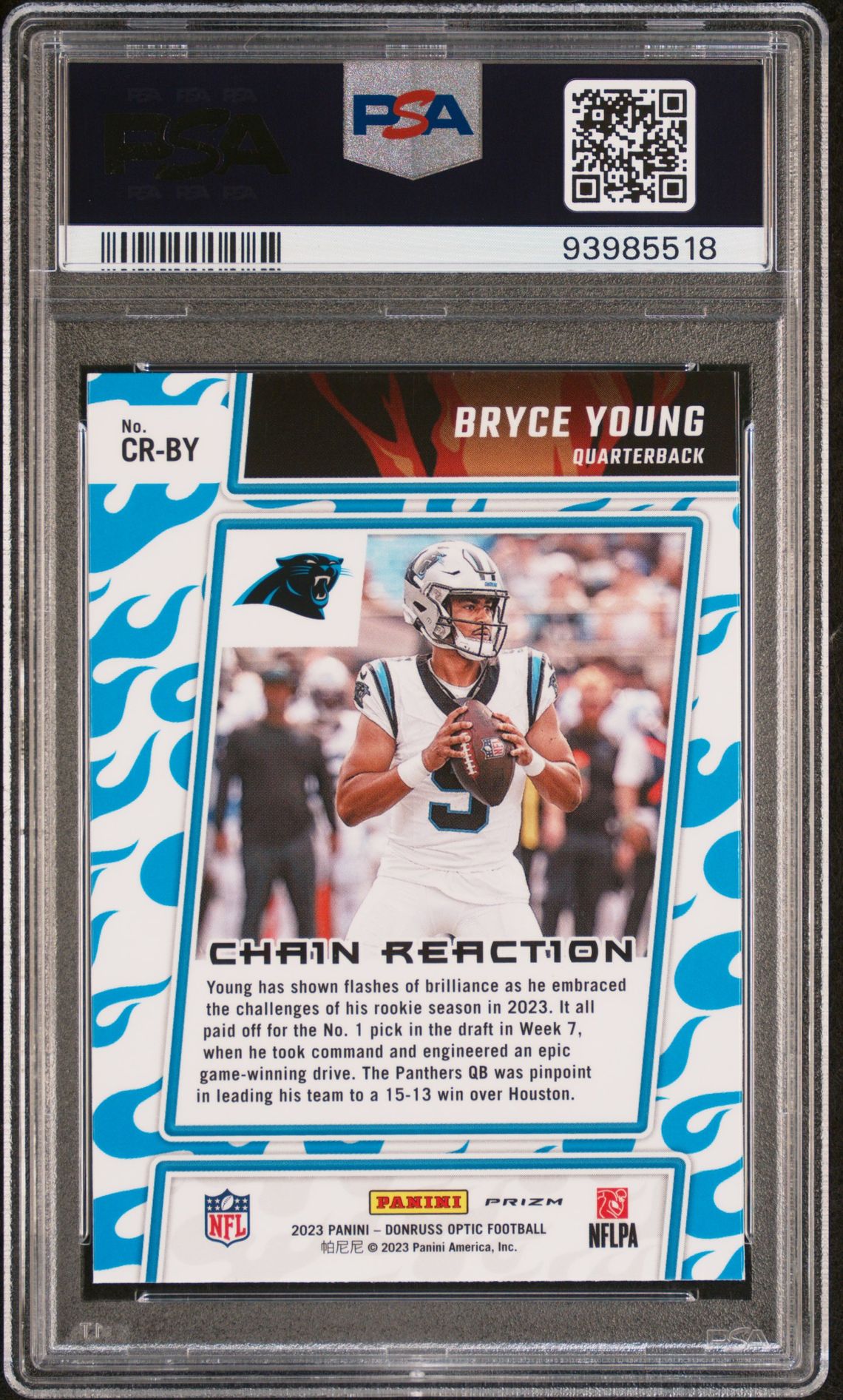 2023 Panini Donruss Optic Chain Reaction Bryce Young #Crby Gem Mt 10 back
