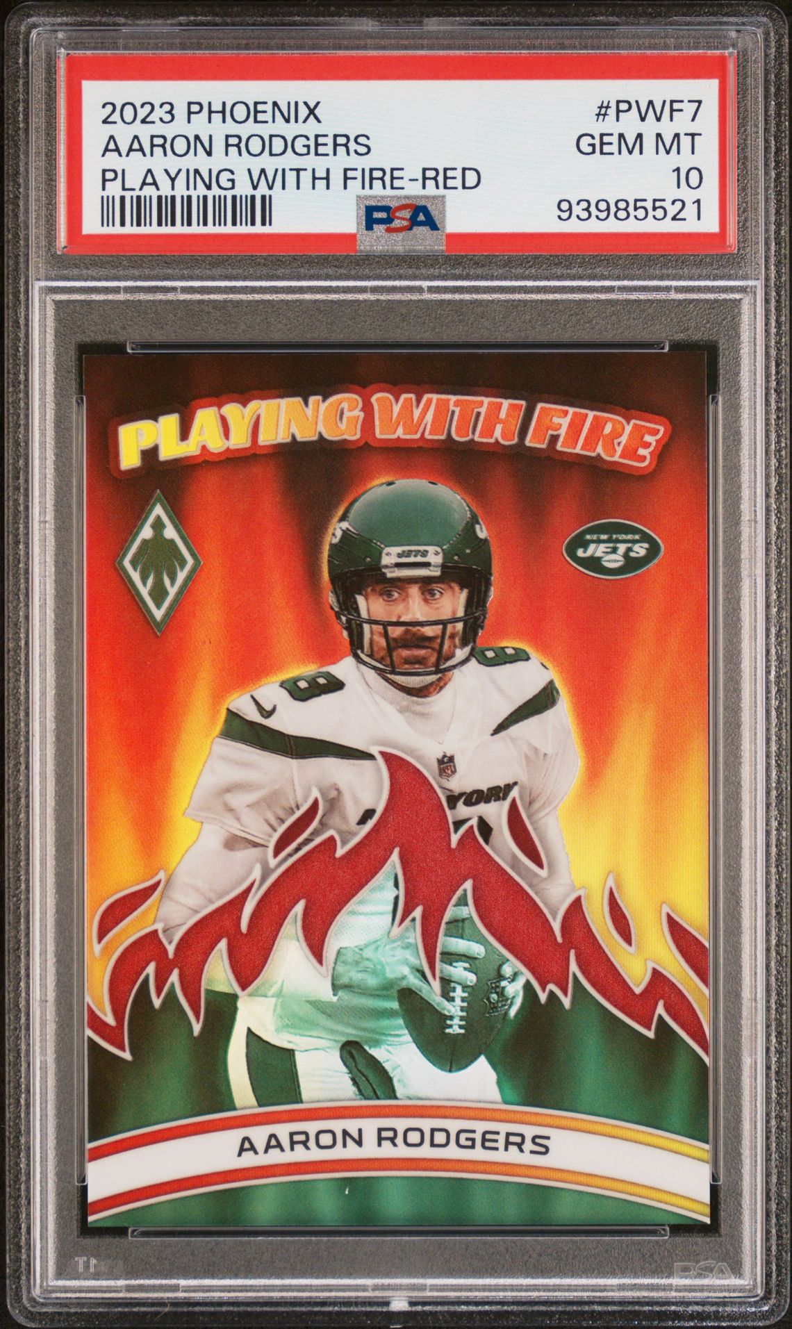 2023 Panini Phoenix Playing With Fire Aaron Rodgers #Pwf7 (Playing With Fire-Red) Gem Mt 10 front