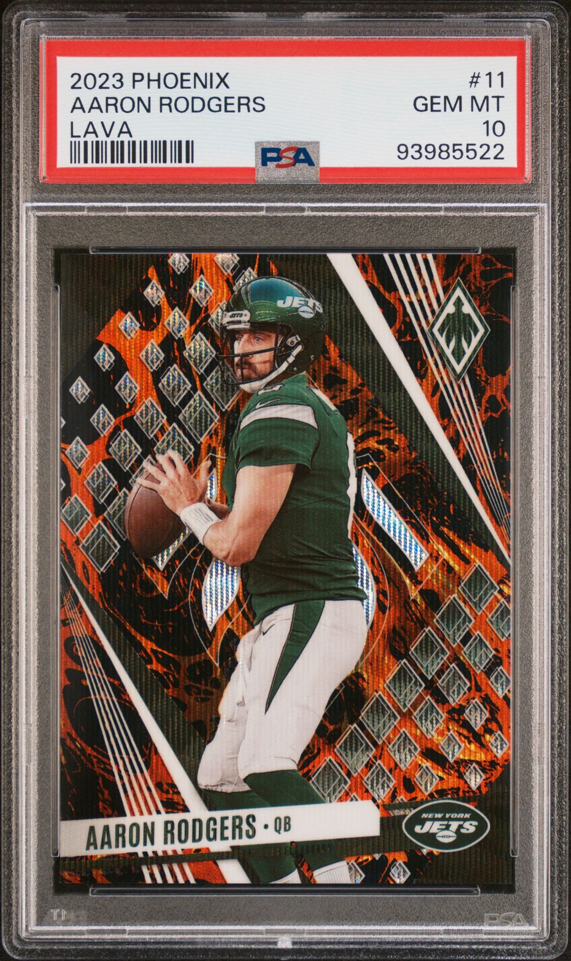 2023 Panini Phoenix Aaron Rodgers #11 (Lava) Gem Mt 10 front
