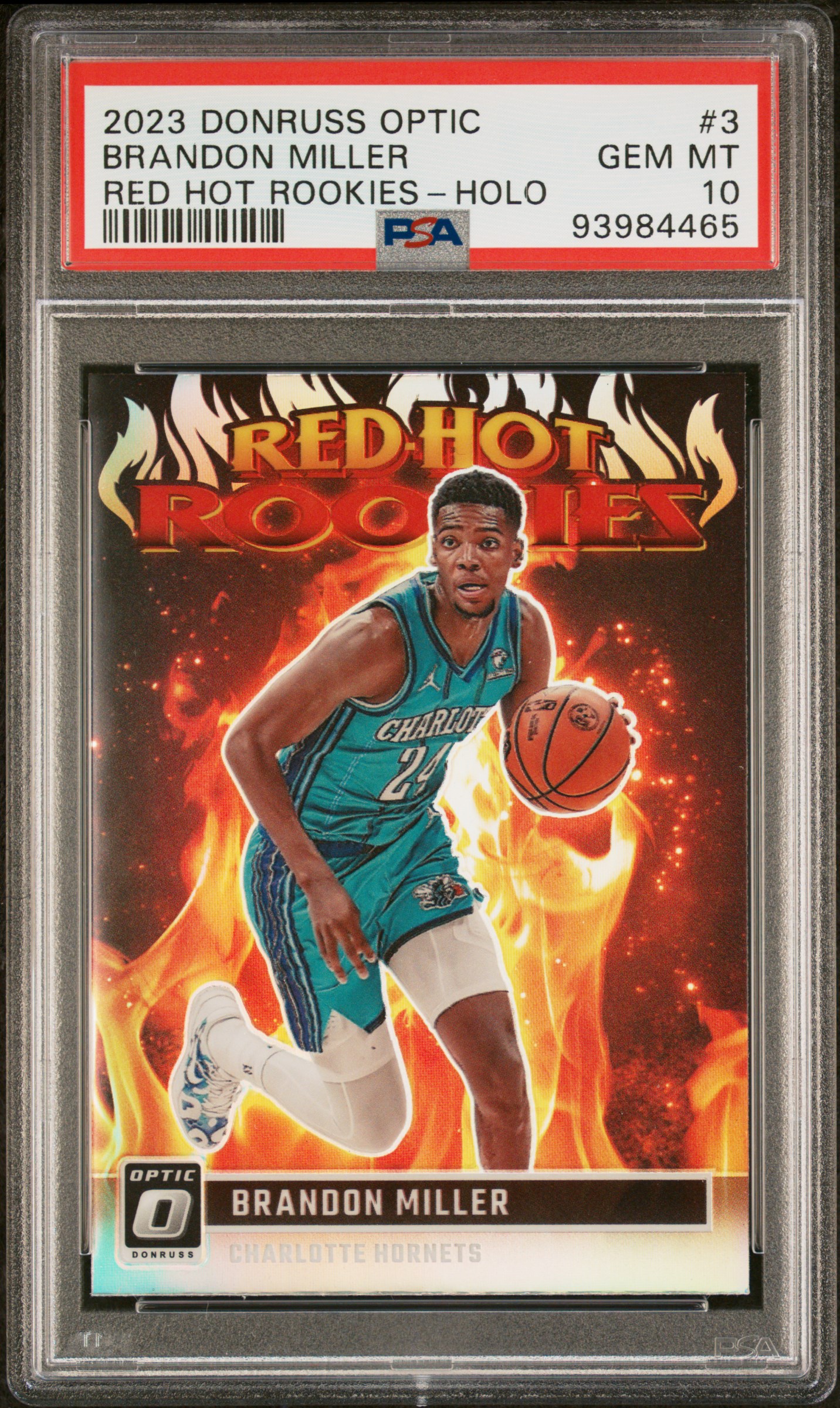 2023 Panini Donruss Optic Red Hot Rookies Brandon Miller #3 (Red Hot Rookies-Holo) Gem Mt 10 front