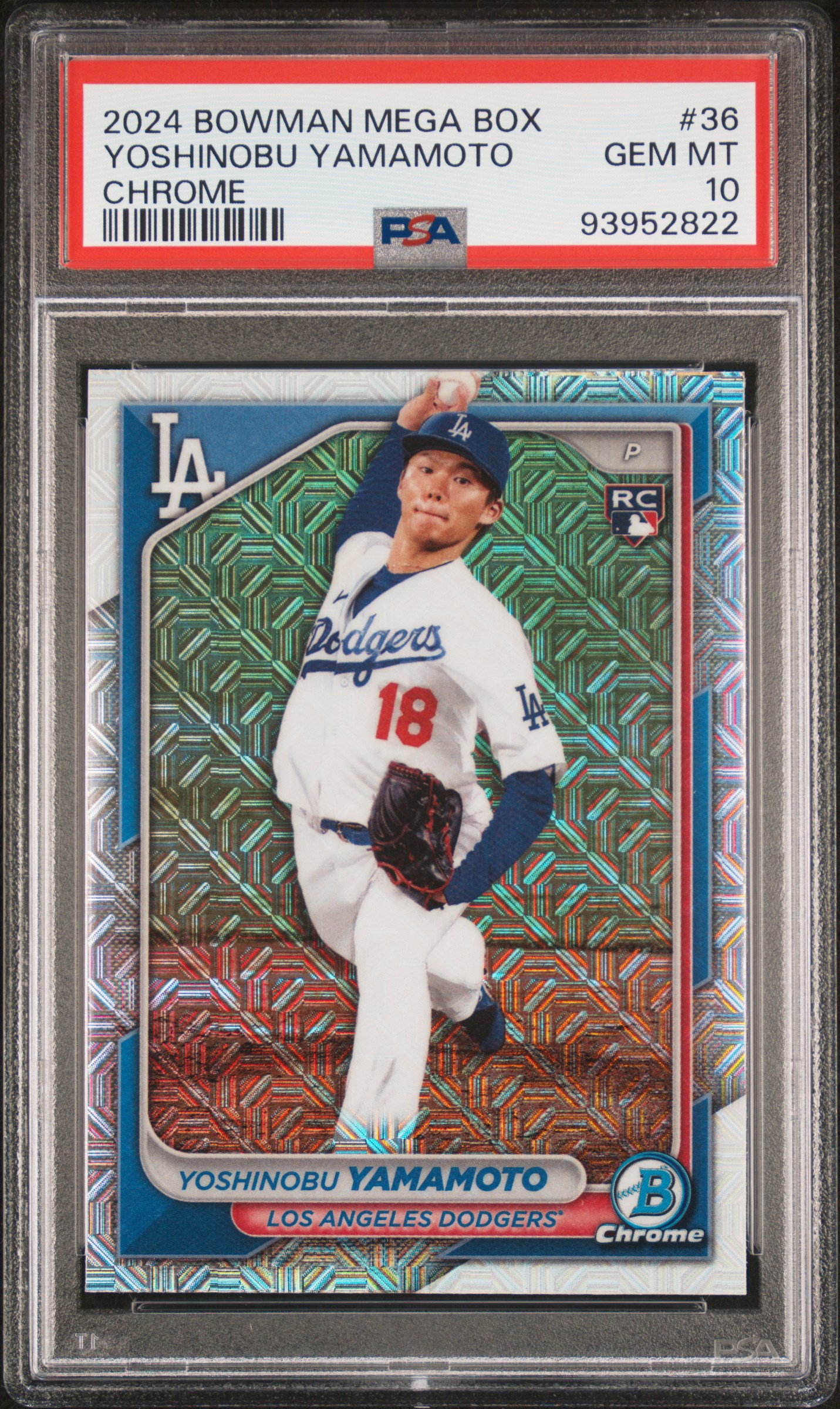 2024 Bowman Mega Box Chrome Yoshinobu Yamamoto #36 Gem Mt 10 front