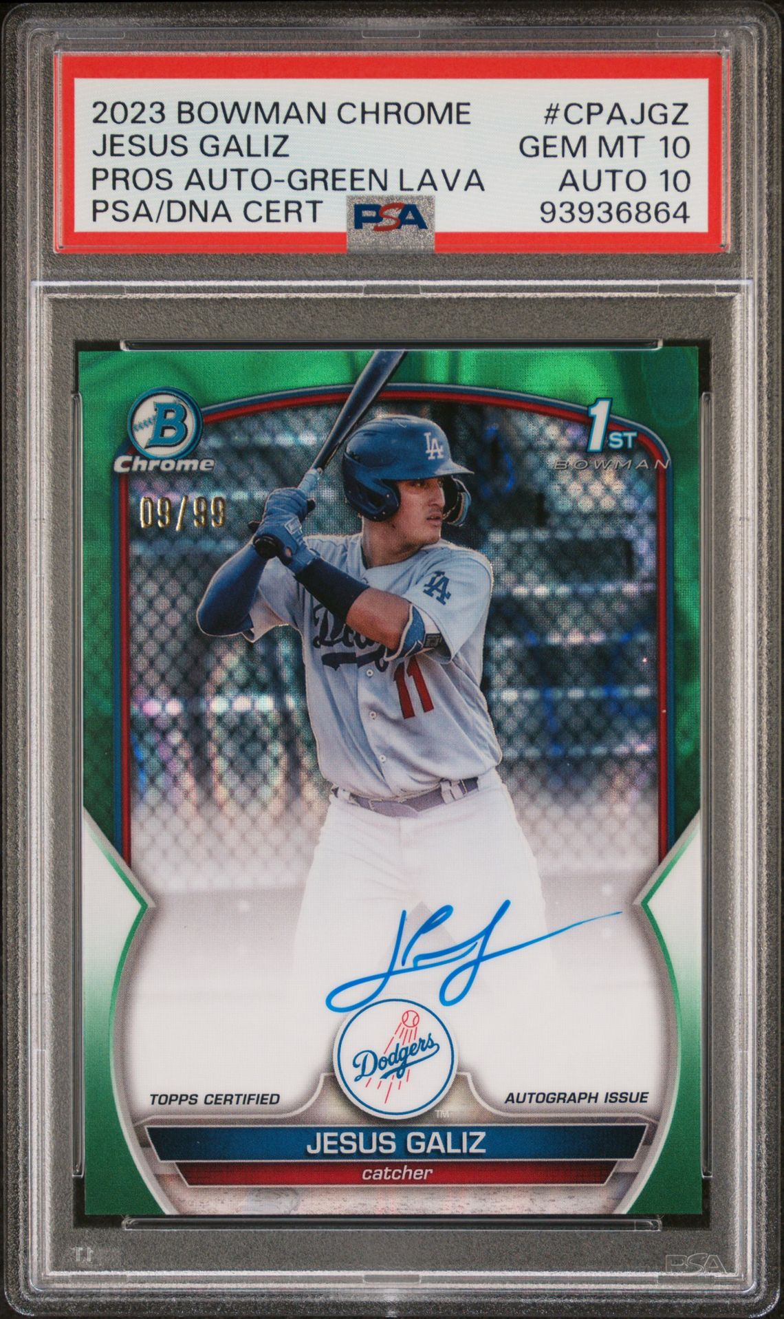 2023 Bowman BOWMAN CHROME PROSPECT AUTOGRAPHS Green #CPAJGZ Jesus Galiz front