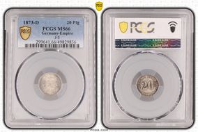 1873-D 20 Pfg J-5 MS66