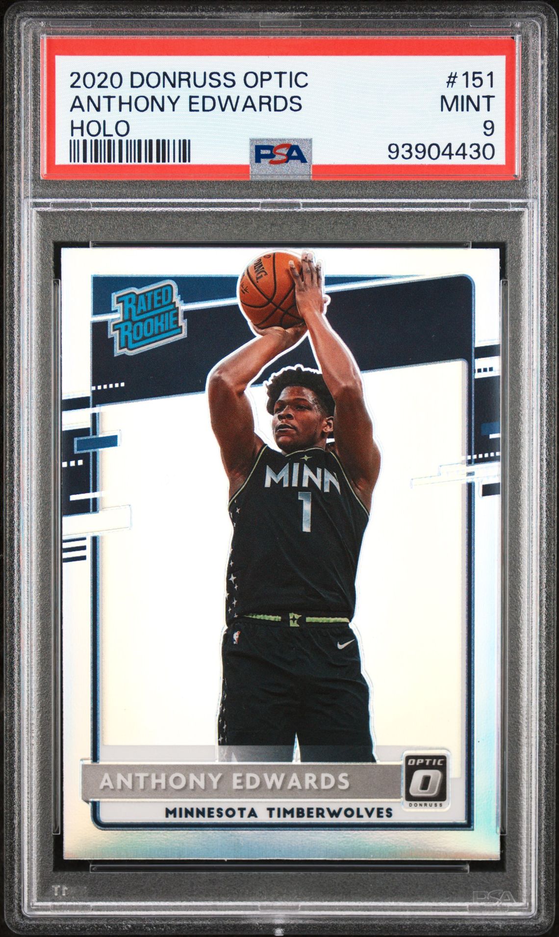 2020 Panini Donruss Optic Anthony Edwards #151 (Holo) Mint 9 front