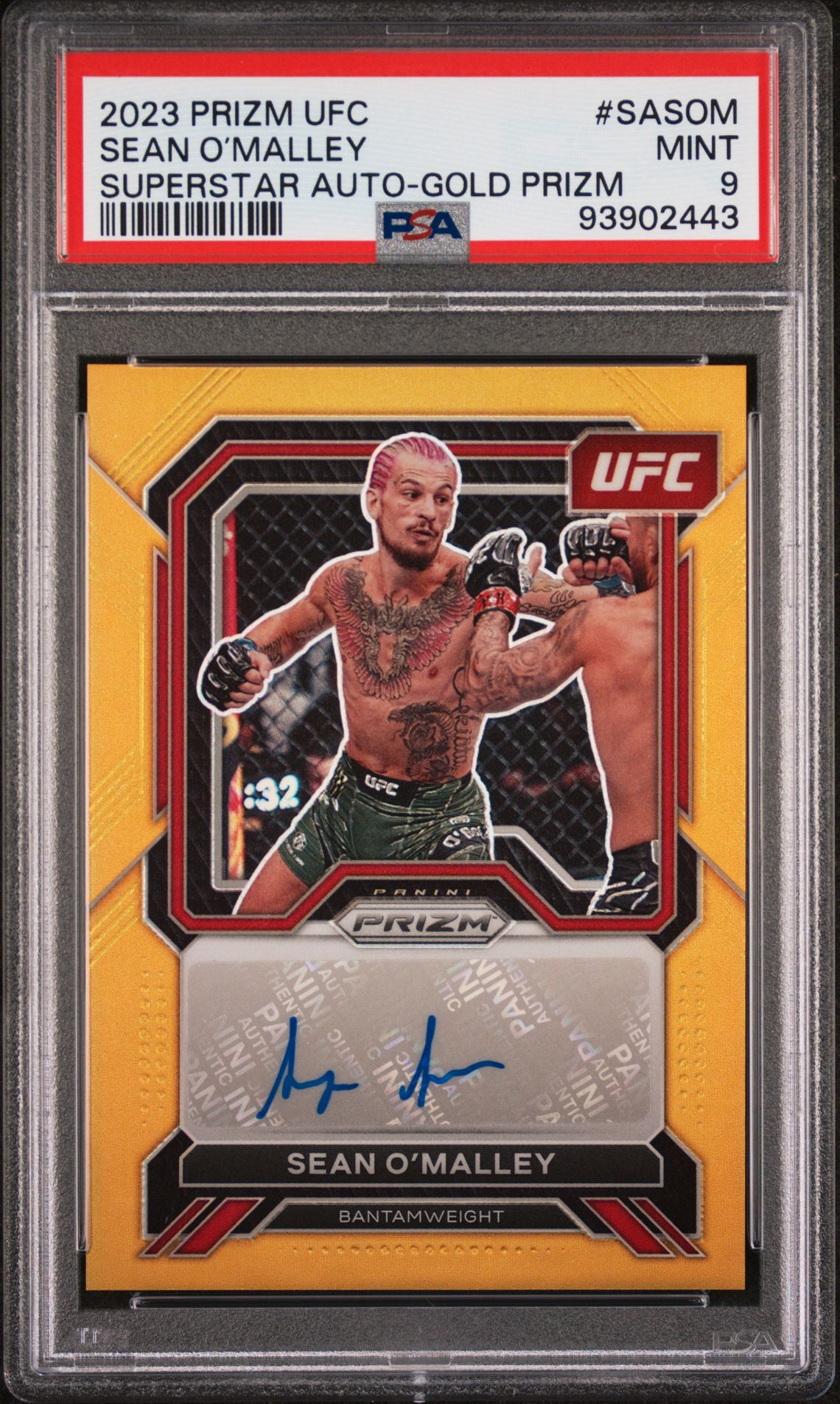 2023 Panini Prizm Ufc Superstar Autographs Sean O’malley #Sasom (Superstar Auto-Gold Prizm) Mint 9 front