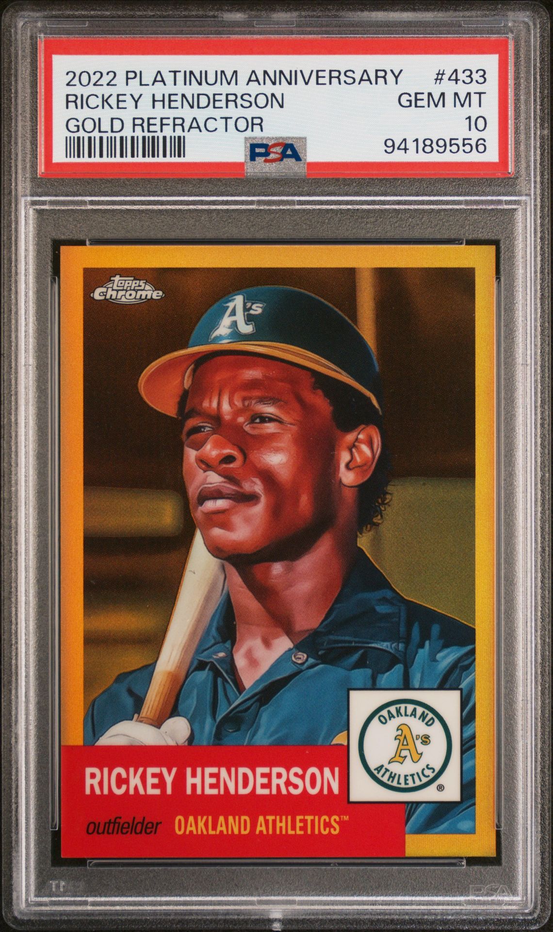 2022 Topps TOPPS CHROME PLATINUM ANNIVERSARY Gold #433 Rickey Henderson front