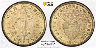 1912-S Peso KM-172  Ag MS63