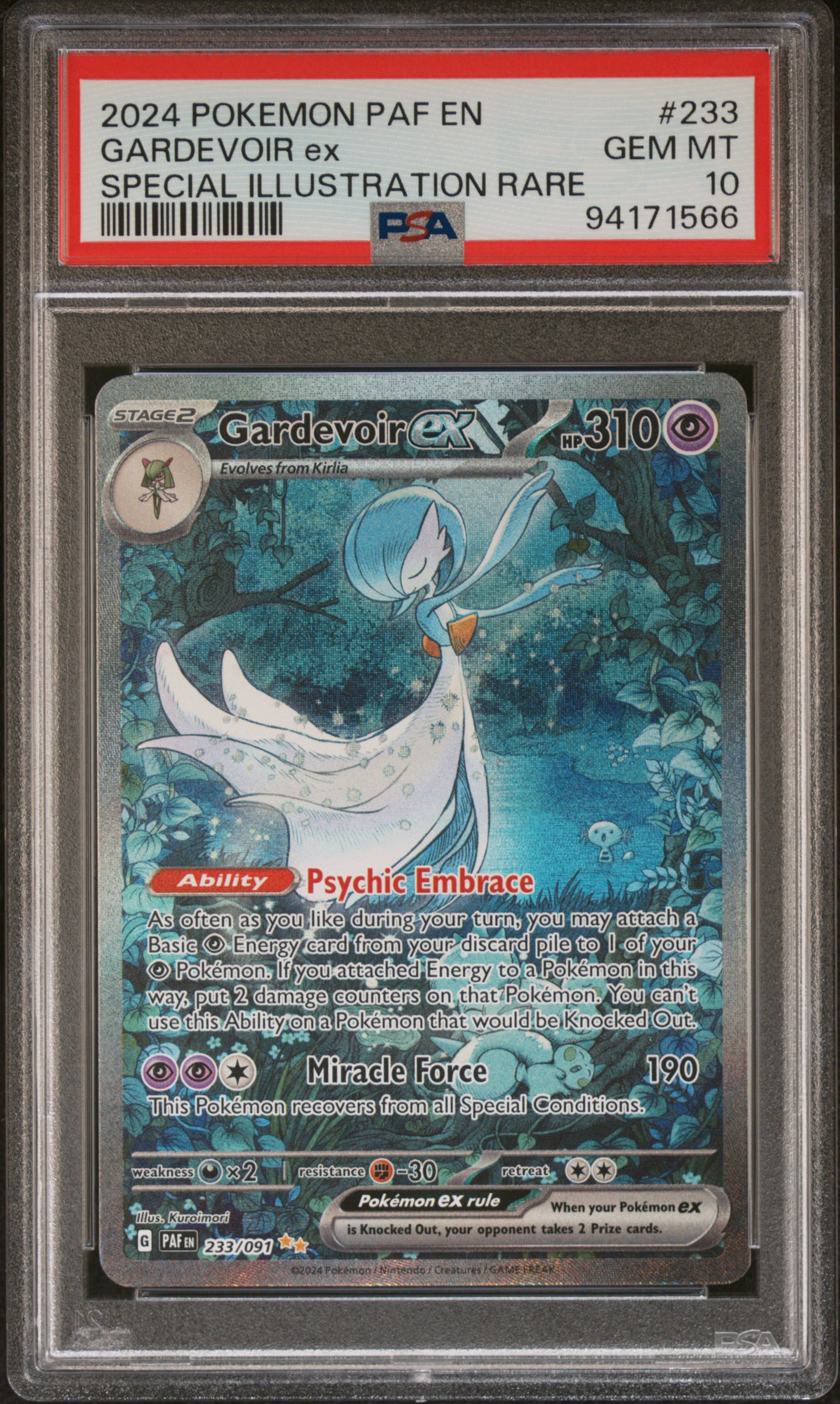 2024 #233 Gardevoir EX PSA 10 Paf EN-Paldean Fates