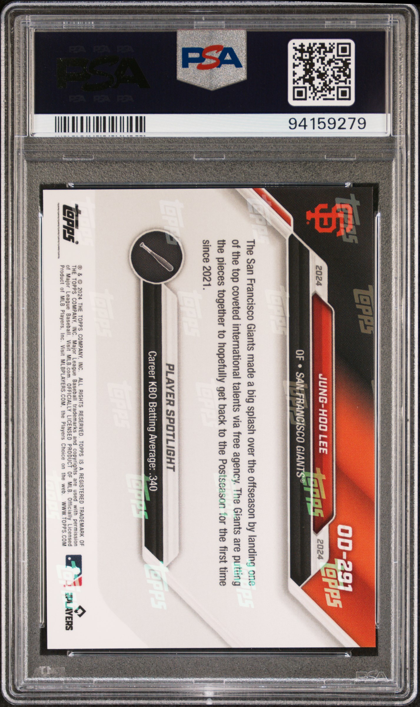 2024 Topps Now Road To Opening Day Jung-Hoo Lee #Od291 Gem Mt 10 back