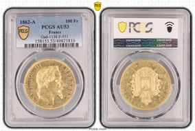 1862-A 100 Fr Gad-1136 F-551 AU53
