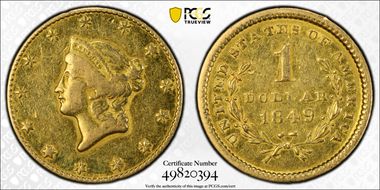 1849 G$1 Open Wreath N1