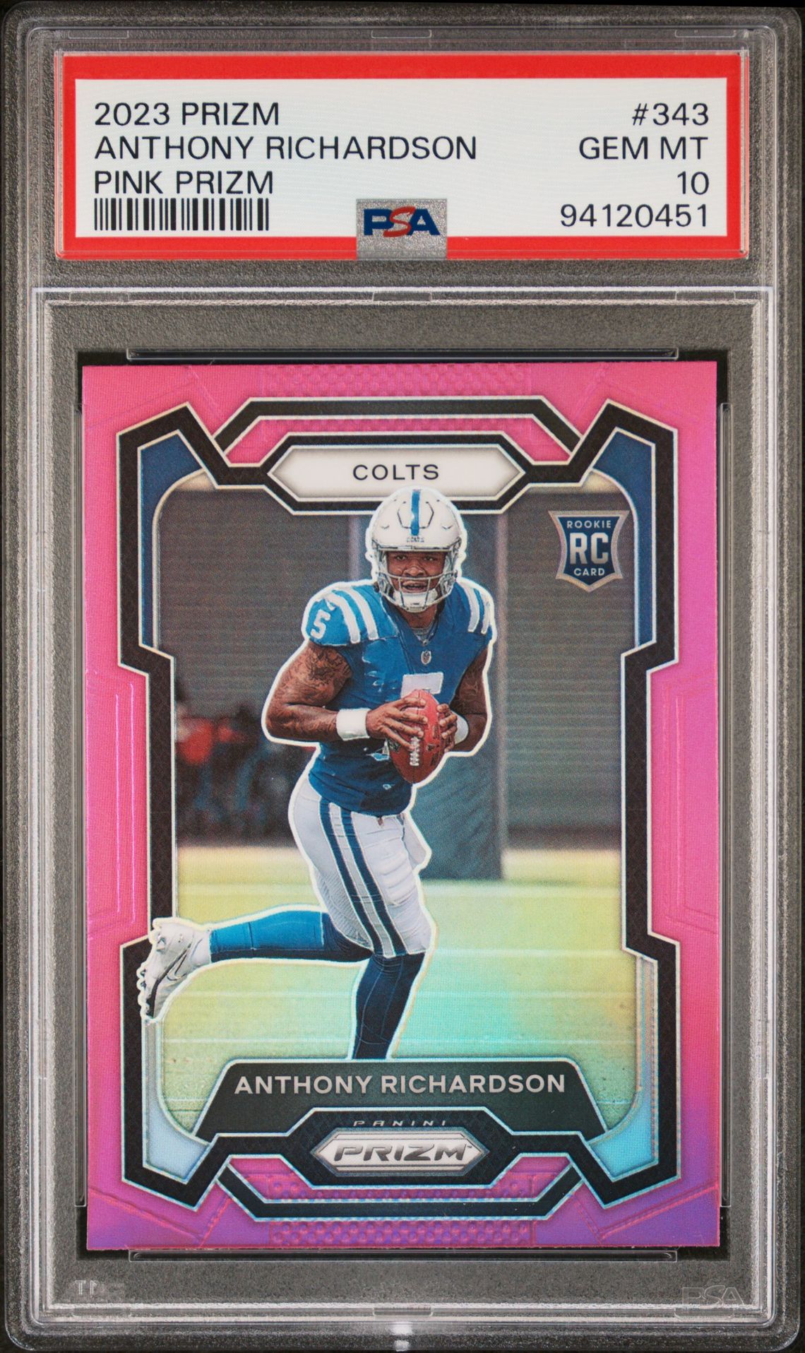 2023 Panini Prizm Anthony Richardson #343 (Pink Prizm) Gem Mt 10 front