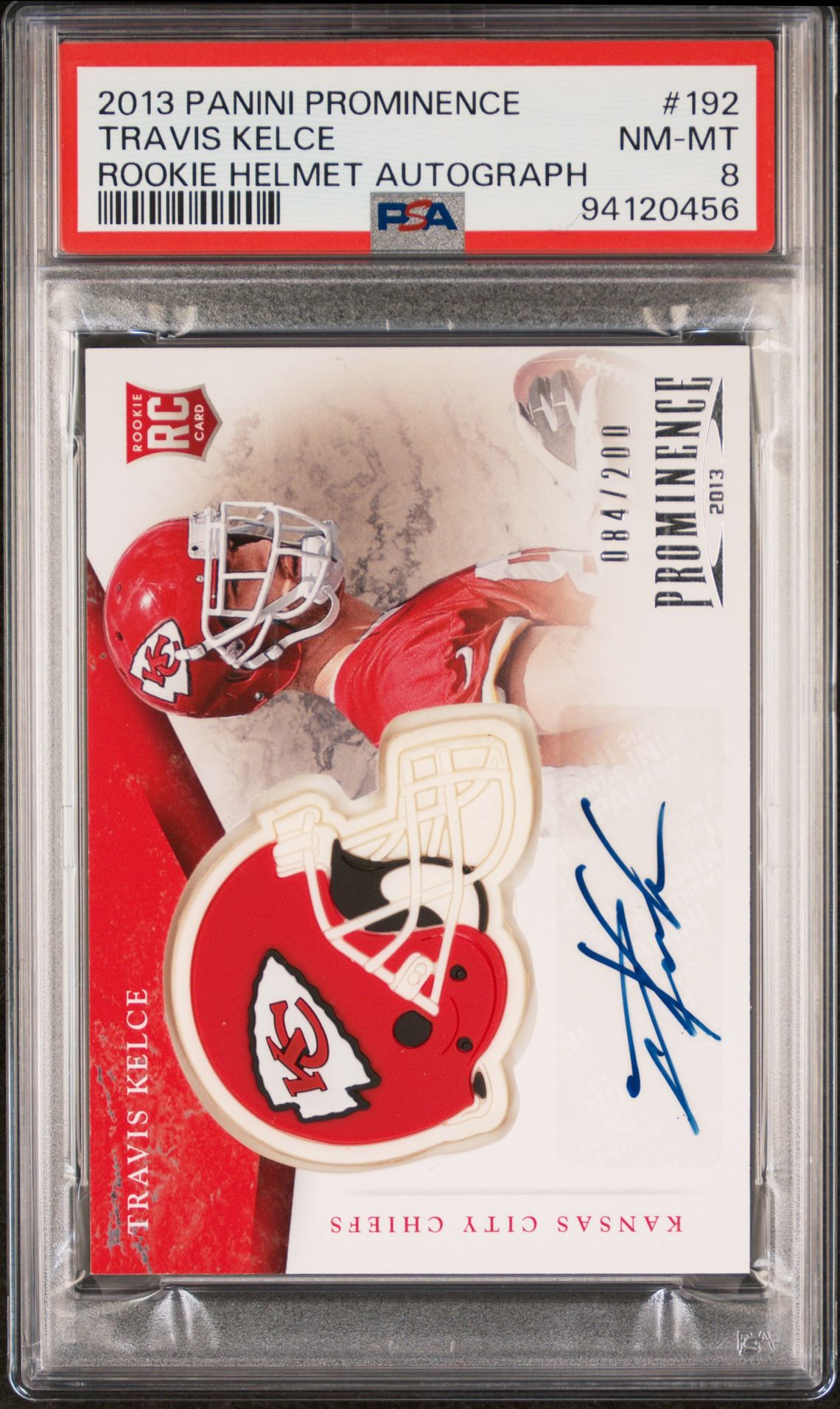 2013 Panini Prominence Travis Kelce #192 (Rookie Helmet Autograph) Nm-Mt 8 front