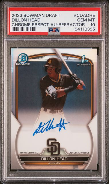 2023 Bowman BOWMAN DRAFT CHROME PROSPECT AUTOGRAPH Refractor #CDADHE Dillon Head front