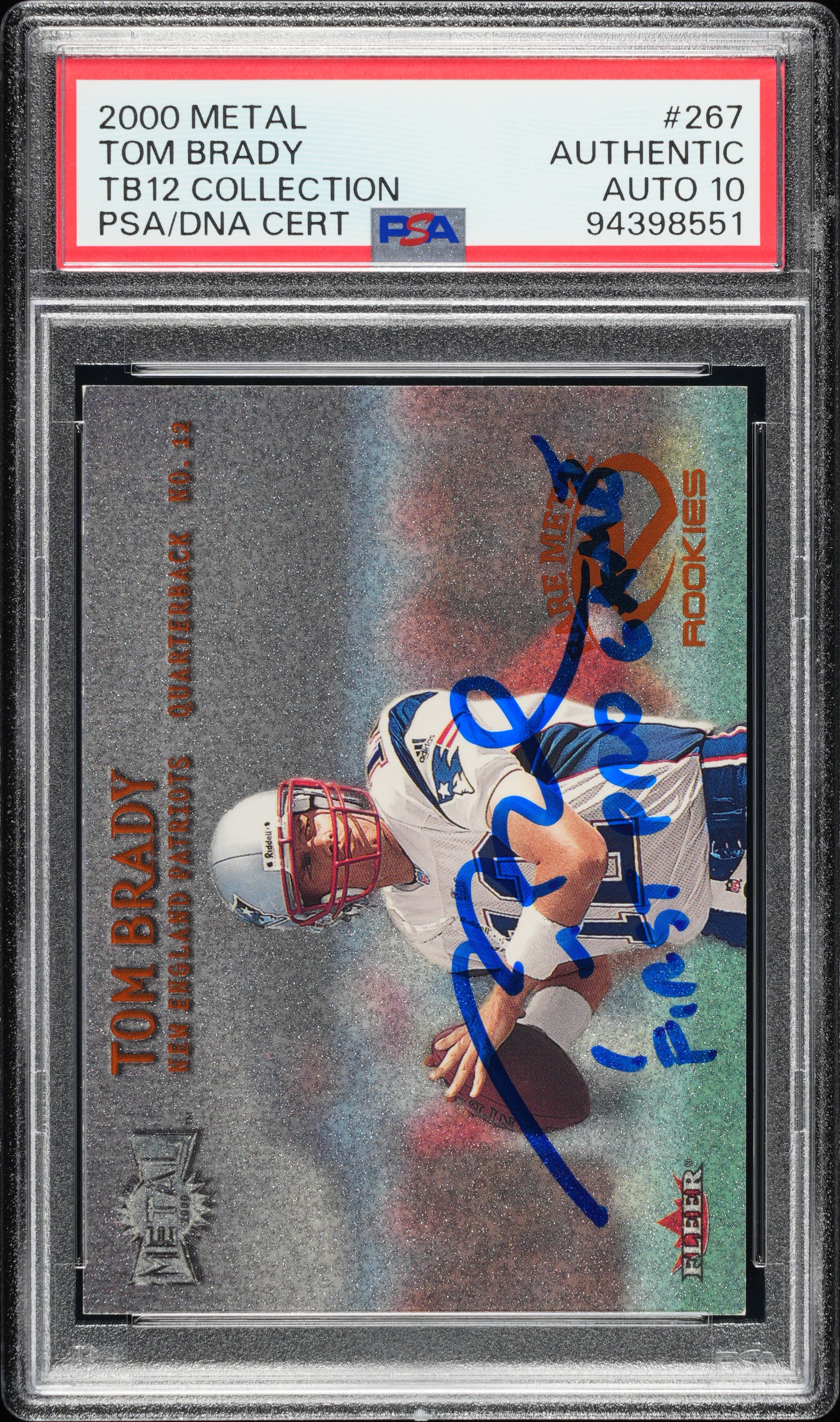 tom brady rare metal rookie card 2000 Metal Football Tom Brady ROOKIE #267 BGS 9.5 GEM MINT