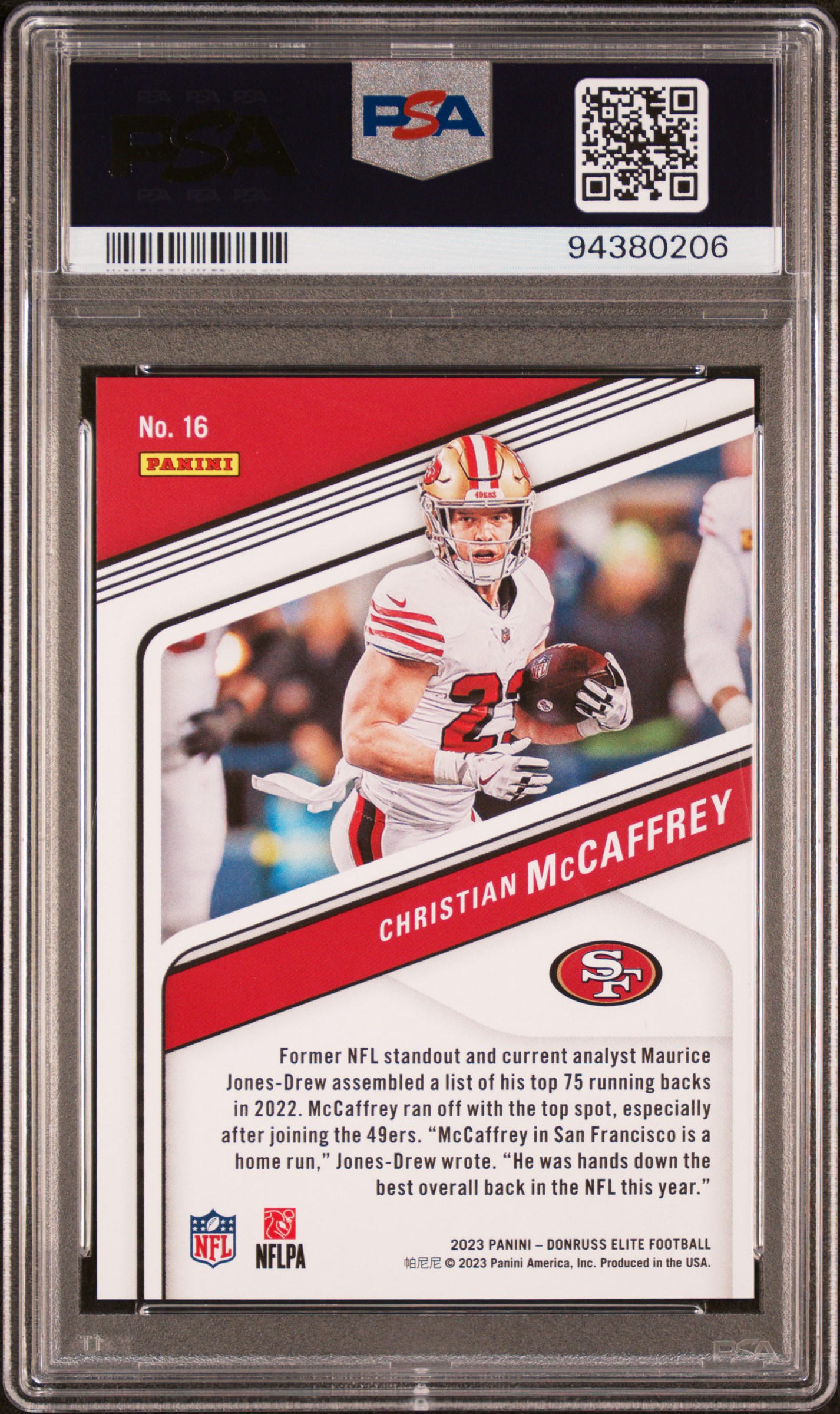 2023 Panini Donruss Elite Christian Mccaffrey #16 (Maroon) Mint 9 back
