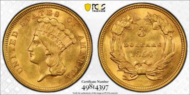 1854 $3 MS62