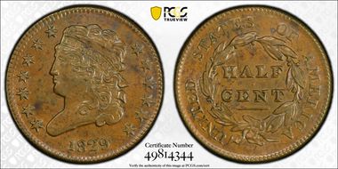 1829 1/2C MS62BN