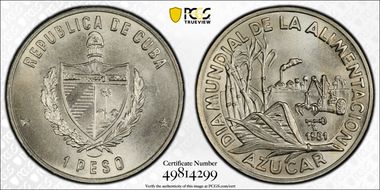 1981 Peso F.A.O. - Sugar Production MS69