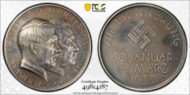 1933 Medal  C-38 Matte Ag E: SACHS MUNZE 999f SP58