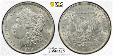 1878 7TF $1 Reverse of 1879 AU55