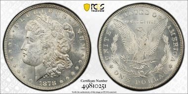1878 7/8TF $1 Strong, VAM 38, 7/5 MS62