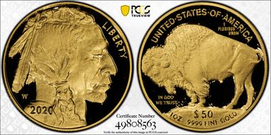 2020-W $50 American Buffalo  .9999 Fine Gold PR70DCAM