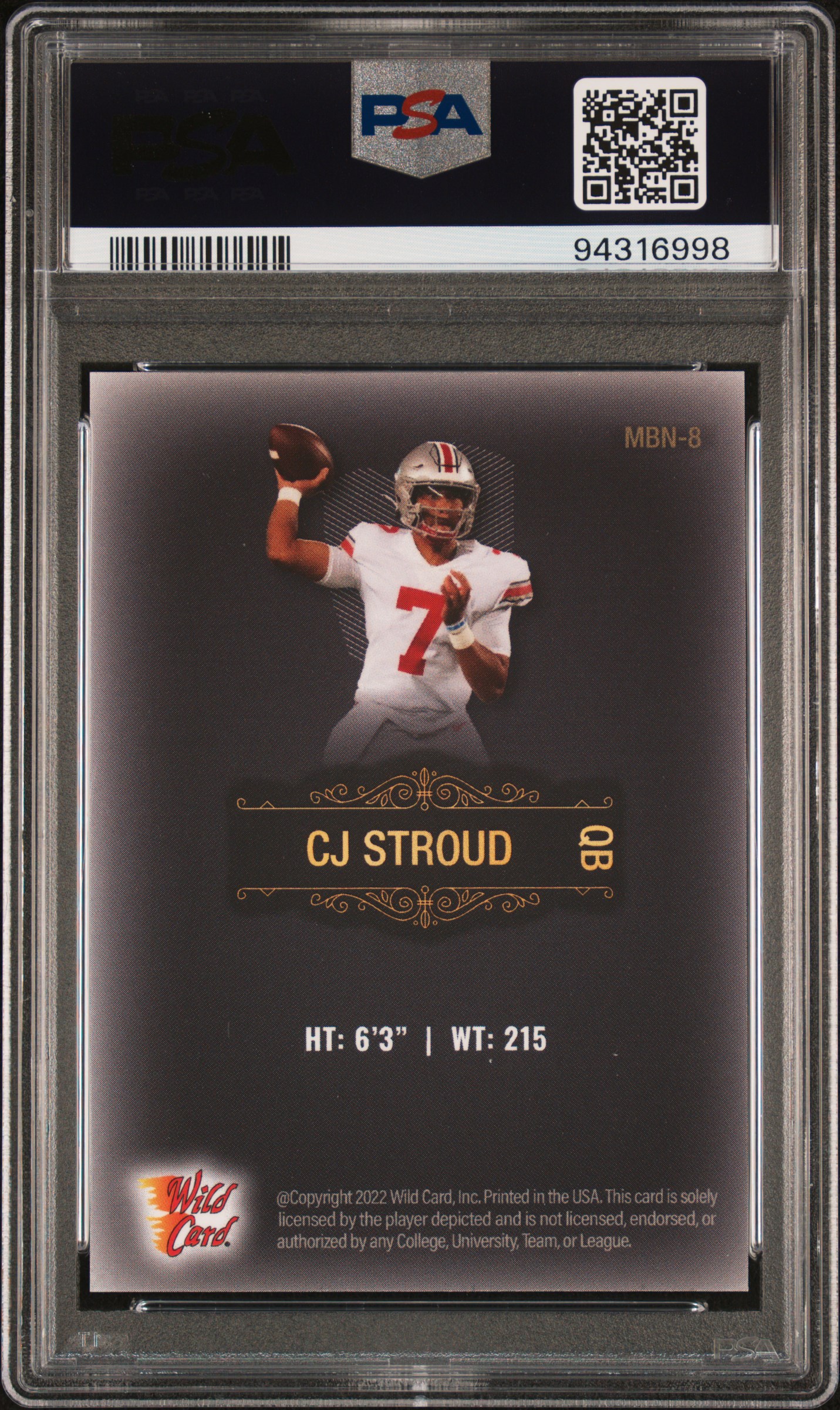 2022 Wild Card National Convention Promo Pack Matte Black Cj Stroud #8 Nm 7 back