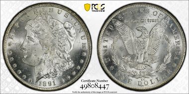 1891-CC $1 VAM 3, Spitting Eagle MS64