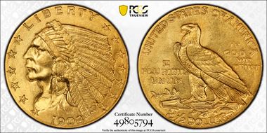 1908 $2.50 MS62