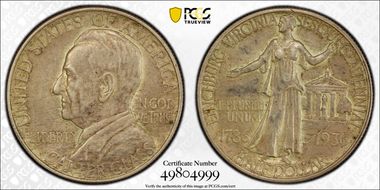 1936 50C Lynchburg AU53