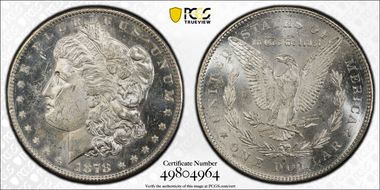 1878-S $1 VAM 19, Torn Bonnet MS62