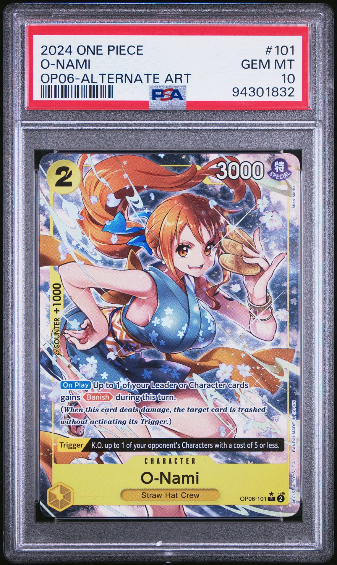 2024 One Piece ONE PIECE OP06-WINGS OF THE CAPTAIN ALTERNATE ART #101 O-Nami front