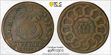 1787 Fugio 1C Club Rays, Newman 3-D VF30BN