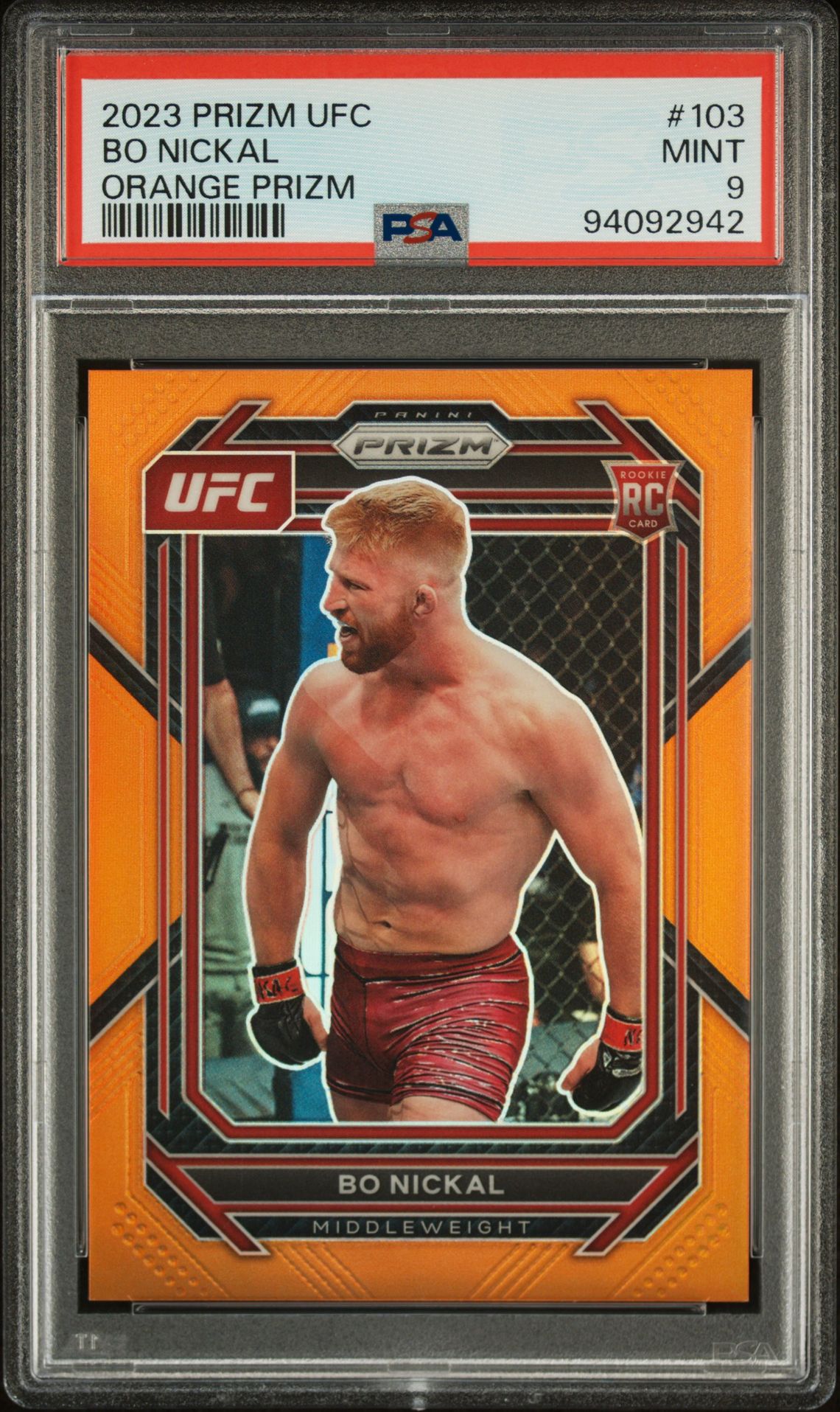 2023 Panini Prizm Ufc Bo Nickal #103 (Orange Prizm) Mint 9 front