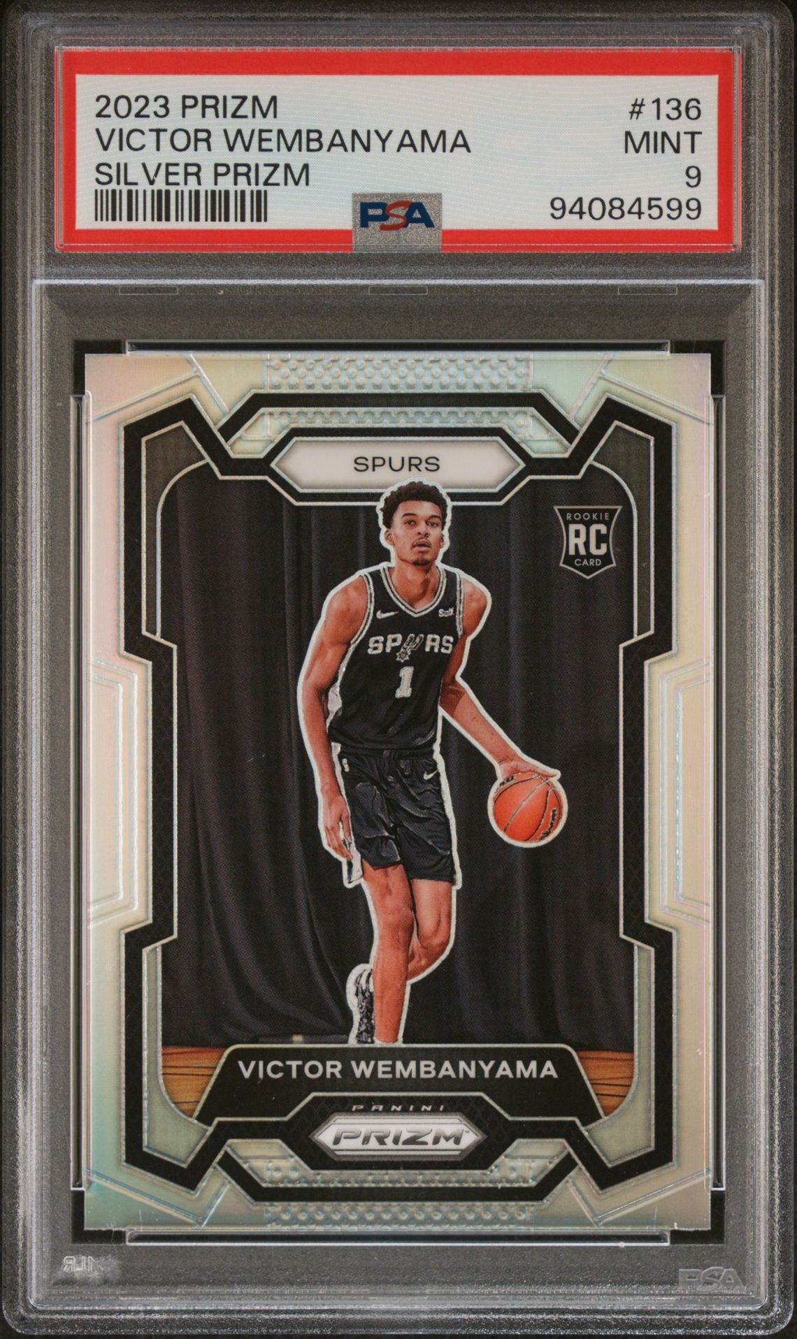 2023 Panini Prizm Victor Wembanyama #136 (Silver Prizm) Mint 9 front