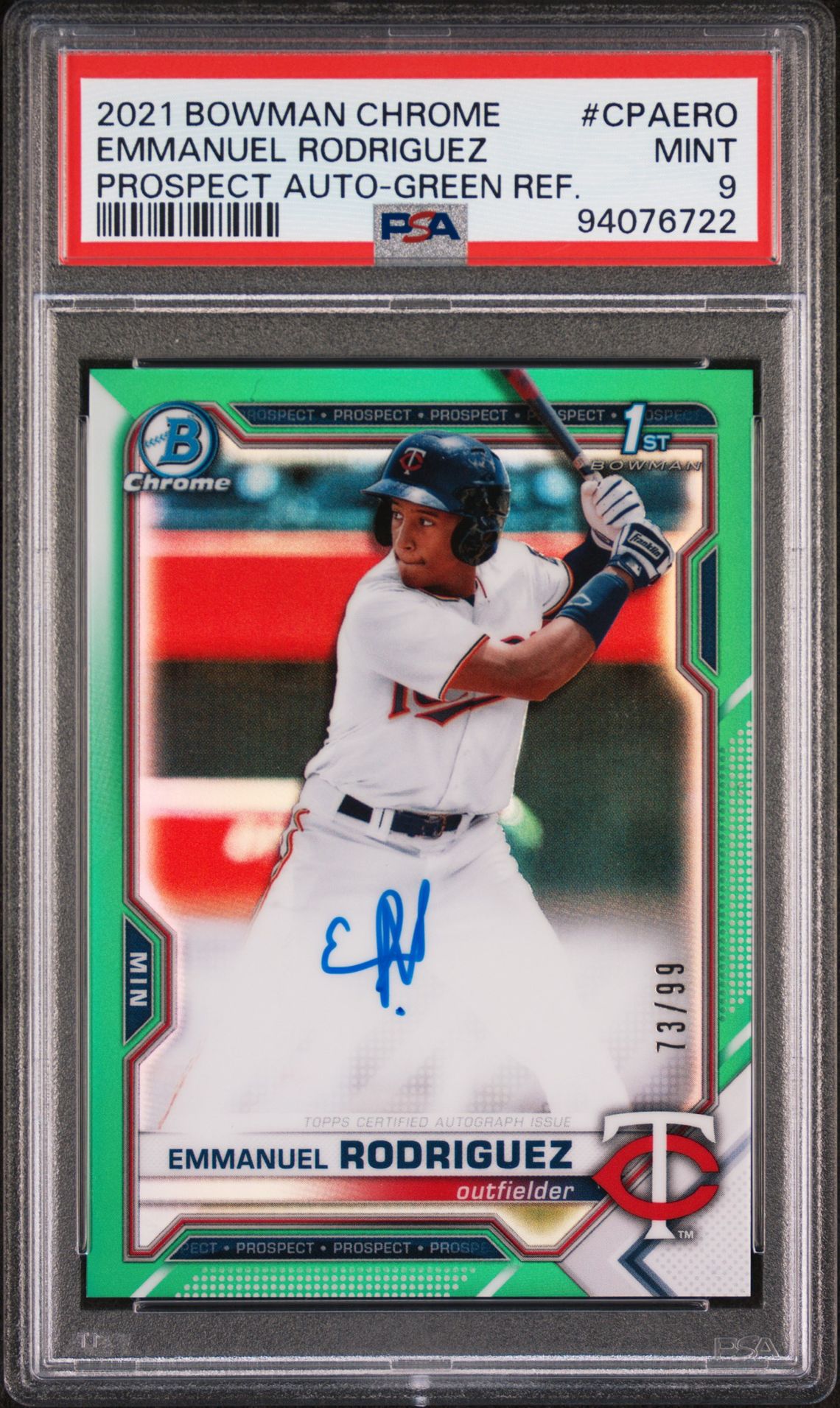2021 Bowman BOWMAN CHROME PROSPECT AUTOGRAPHS GREEN REF. #CPAERO Emmanuel Rodriguez front