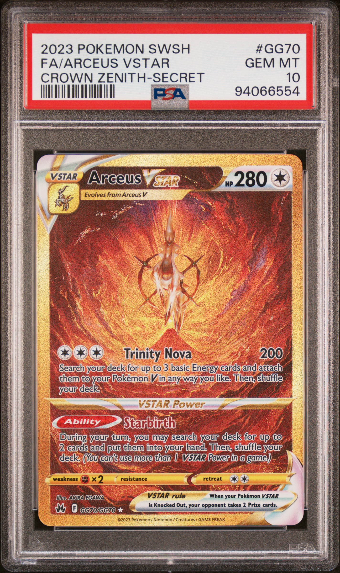 2023 Pokemon Sword And Shield Crown Zenith Fa/Arceus Vstar #Gg70 (Crown Zenith-Secret) Gem Mt 10 front